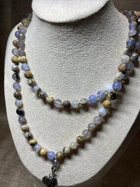 Sean John S-JAD Agate & Chalcedony Double Strand Beaded Necklace 35” 73g
